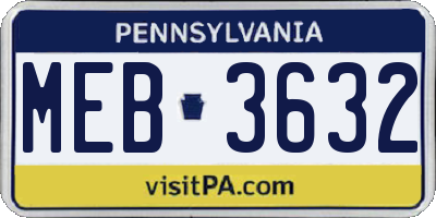 PA license plate MEB3632