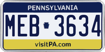 PA license plate MEB3634
