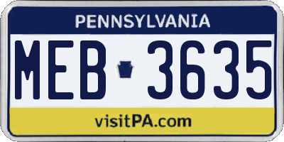 PA license plate MEB3635