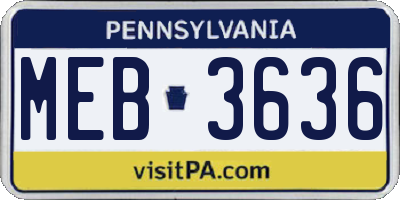 PA license plate MEB3636