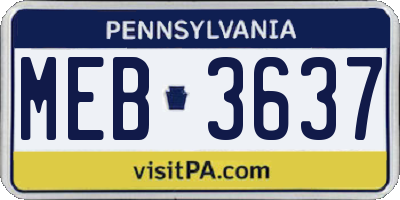 PA license plate MEB3637