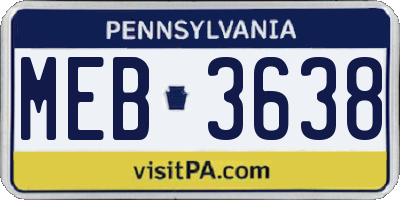 PA license plate MEB3638
