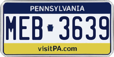PA license plate MEB3639
