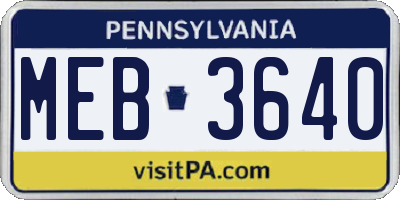 PA license plate MEB3640