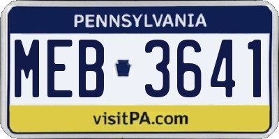 PA license plate MEB3641
