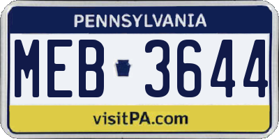PA license plate MEB3644