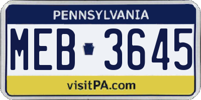 PA license plate MEB3645