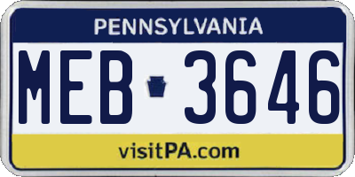 PA license plate MEB3646
