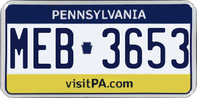 PA license plate MEB3653