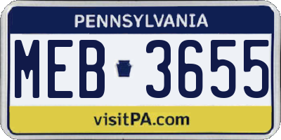 PA license plate MEB3655