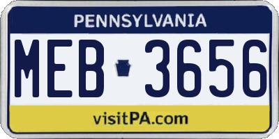 PA license plate MEB3656
