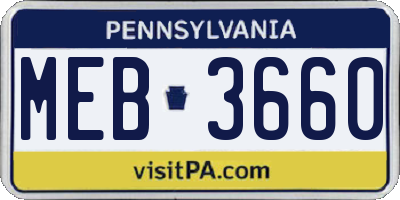 PA license plate MEB3660