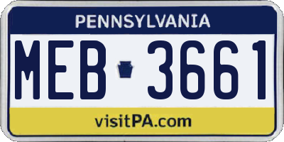 PA license plate MEB3661