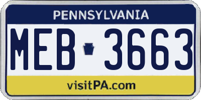 PA license plate MEB3663