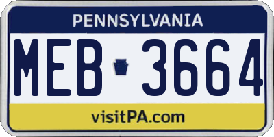 PA license plate MEB3664