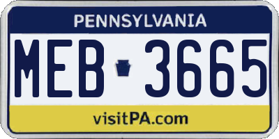 PA license plate MEB3665