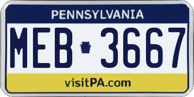 PA license plate MEB3667