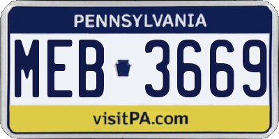 PA license plate MEB3669