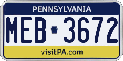 PA license plate MEB3672
