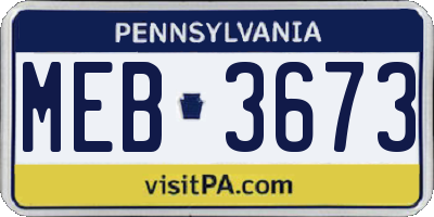 PA license plate MEB3673