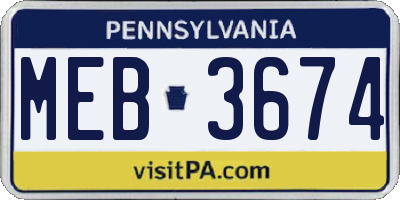 PA license plate MEB3674