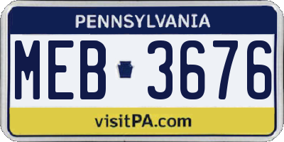 PA license plate MEB3676