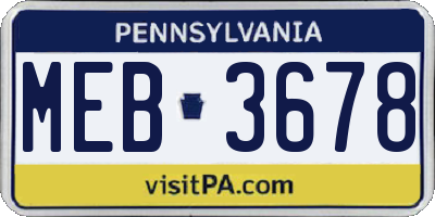 PA license plate MEB3678