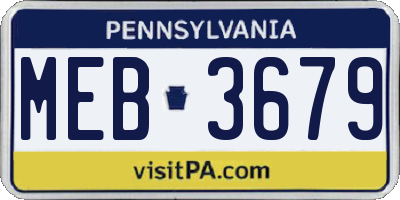 PA license plate MEB3679