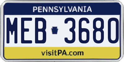 PA license plate MEB3680