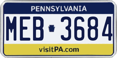 PA license plate MEB3684