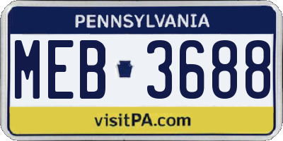 PA license plate MEB3688