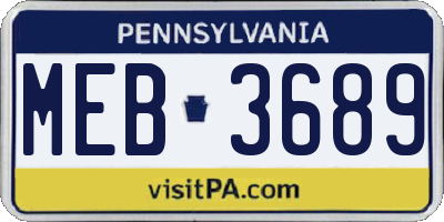 PA license plate MEB3689