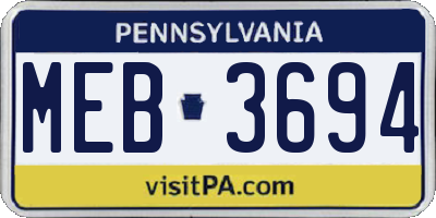PA license plate MEB3694
