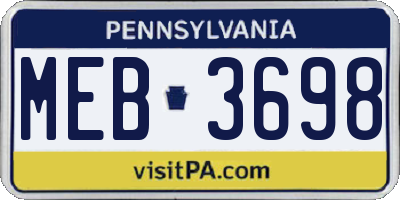 PA license plate MEB3698