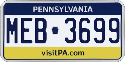 PA license plate MEB3699