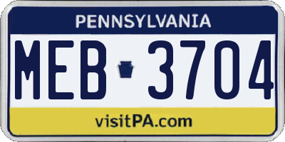 PA license plate MEB3704