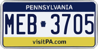 PA license plate MEB3705