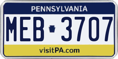 PA license plate MEB3707