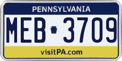 PA license plate MEB3709