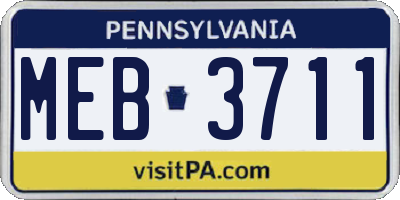 PA license plate MEB3711
