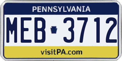 PA license plate MEB3712
