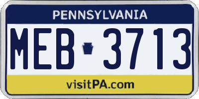 PA license plate MEB3713