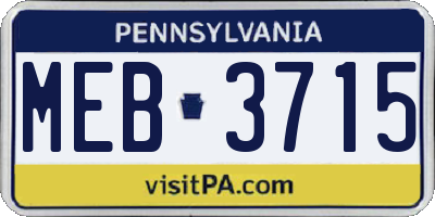 PA license plate MEB3715