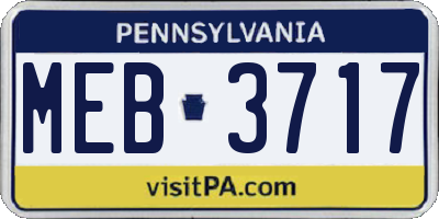 PA license plate MEB3717