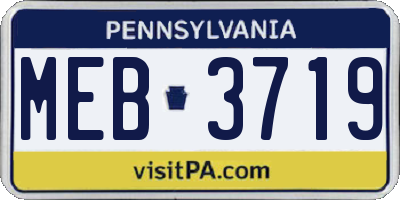 PA license plate MEB3719