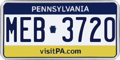 PA license plate MEB3720