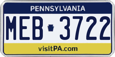 PA license plate MEB3722
