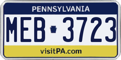 PA license plate MEB3723