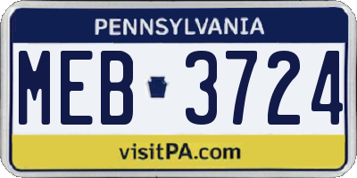 PA license plate MEB3724