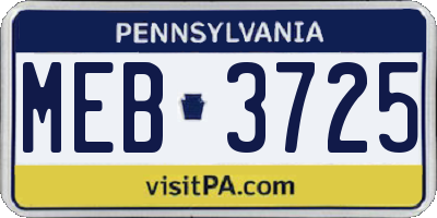 PA license plate MEB3725